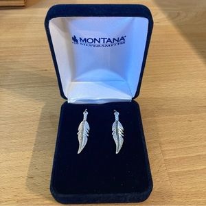NWOT Montana Silversmiths Sterling Silver Feather Drop Earrings